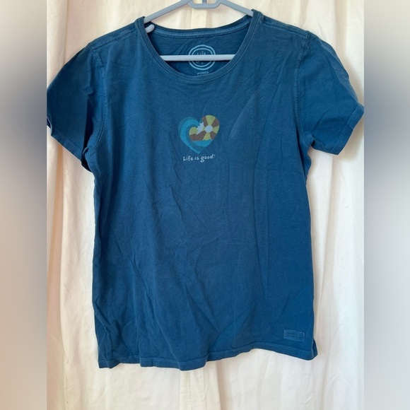 Lot Of 2 Life Is Good Women's Tee Shirts Sz M "Give Love" & "Life Is Good" - Picture 2 of 13